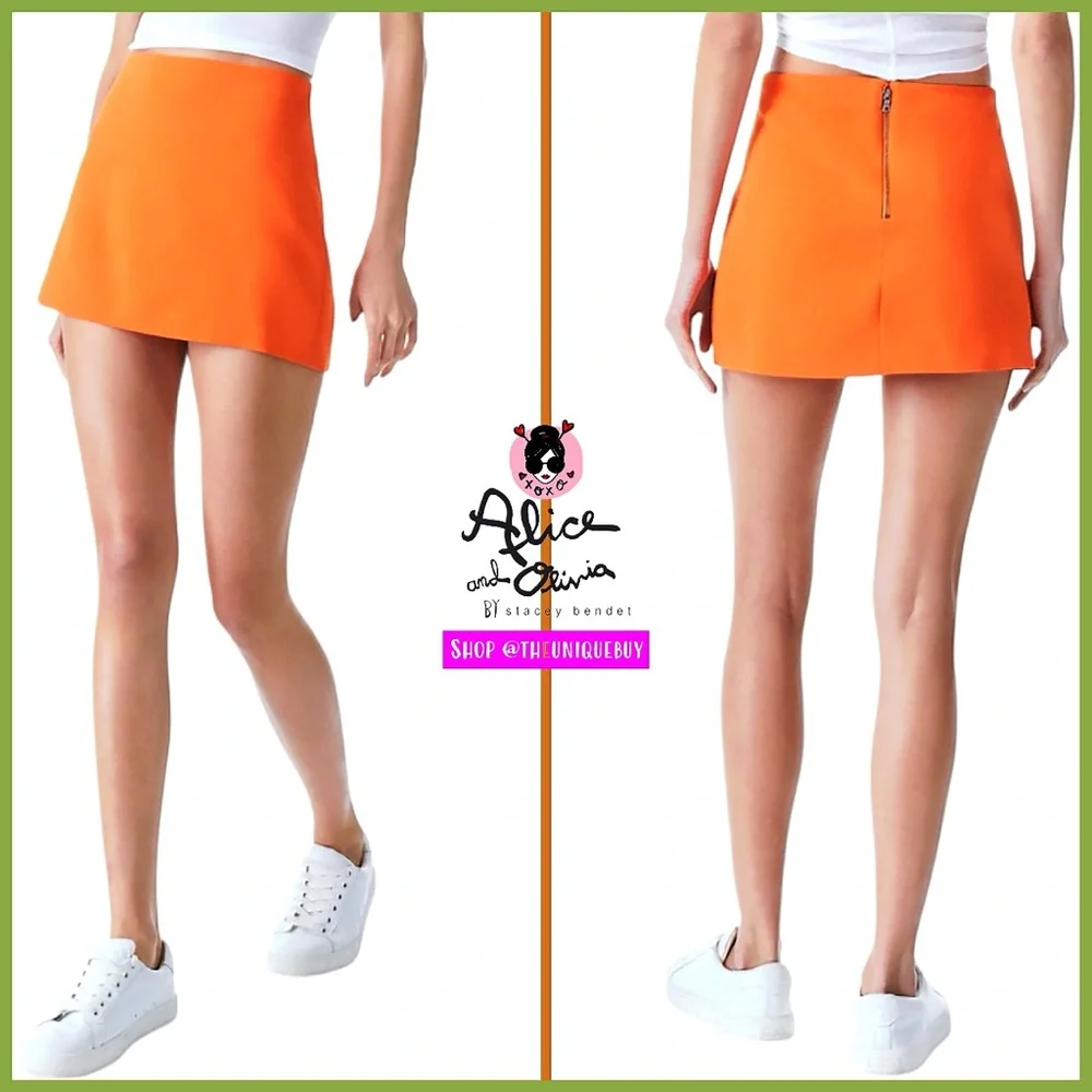 Alice + Olivia Rubi Orange Micro Mini Skirt